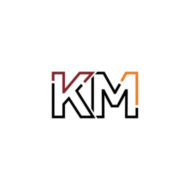 Harf Km logo simgesi tasarım şablonu elementleri
