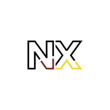 Nx harfi logo simgesi tasarım şablon elementleri