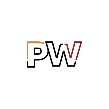 Pw harfi logo tasarım şablonu elementleri