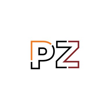 Pz harfi logo tasarım şablonu elementleri