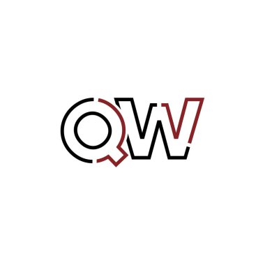 Qw harfi logo simgesi tasarım şablon elementleri