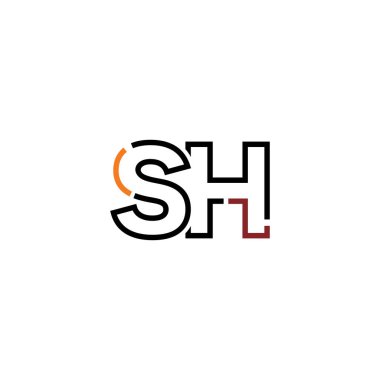 Sh harfi logo tasarım şablonu elementleri