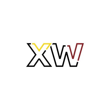 Xw harfi logo simgesi tasarım şablon elementleri