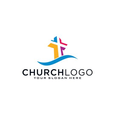 Kilise vektör logosu sembolü grafik soyut şablonu.
