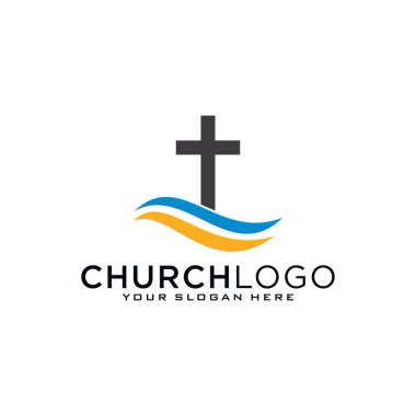 Kilise vektör logosu sembolü grafik soyut şablonu..