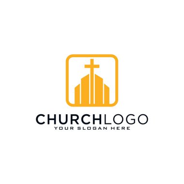 Kilise vektör logosu sembolü grafik soyut şablonu..