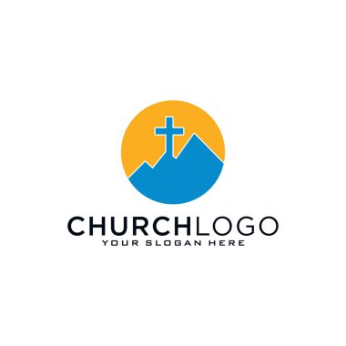 Kilise vektör logosu sembolü grafik soyut şablonu.