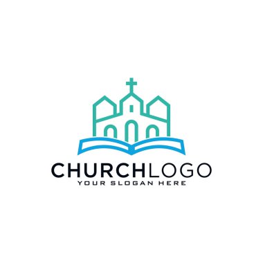 Kilise vektör logosu sembolü grafik soyut şablonu.