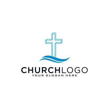 Kilise vektör logosu sembolü grafik soyut şablonu.