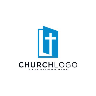 Kilise vektör logosu sembolü grafik soyut şablonu.