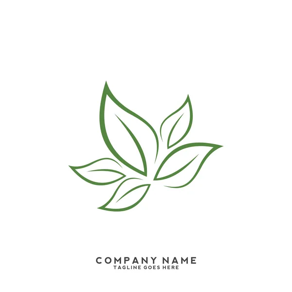 Modello Logo Foglia Verde Creativo — Vettoriale Stock