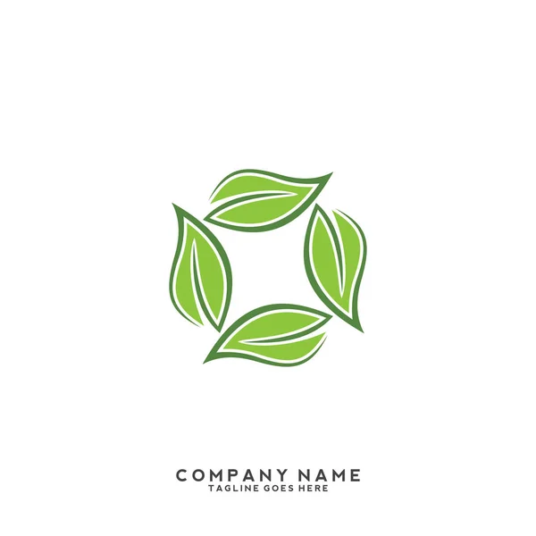 Creatief Groen Blad Logo Template — Stockvector