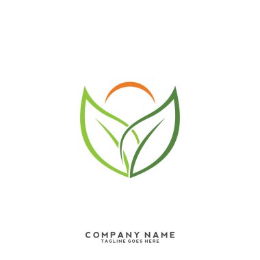 Yaratıcı yeşil yaprak logo şablonu.