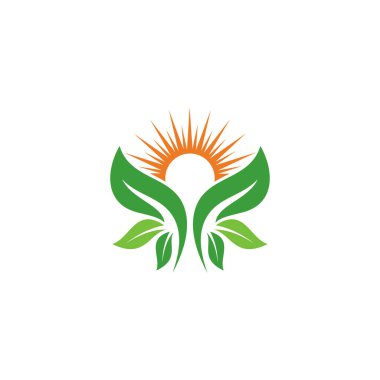 Yaratıcı yeşil yaprak logo şablonu.