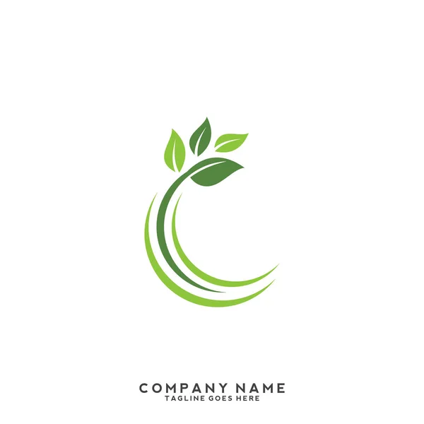 Modello Logo Foglia Verde Creativo — Vettoriale Stock