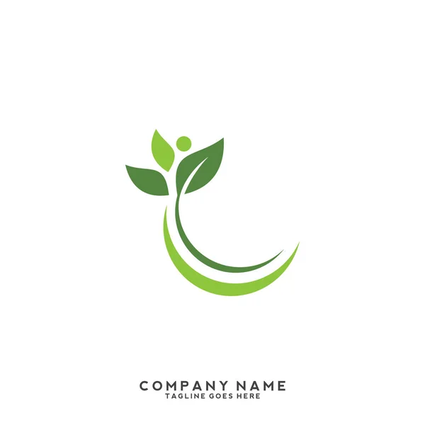 Modelo Logotipo Folha Verde Criativo — Vetor de Stock