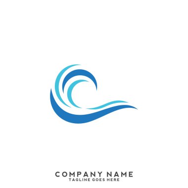Su dalgası logo şablonu.