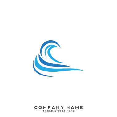 Su dalgası logo şablonu.