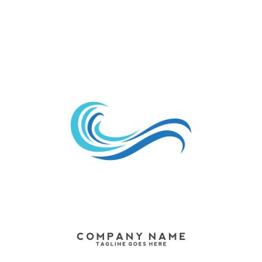 Su dalgası logo şablonu.
