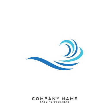 Su dalgası logo şablonu.