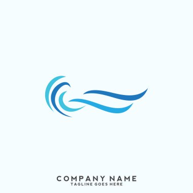 Su dalgası logo şablonu.