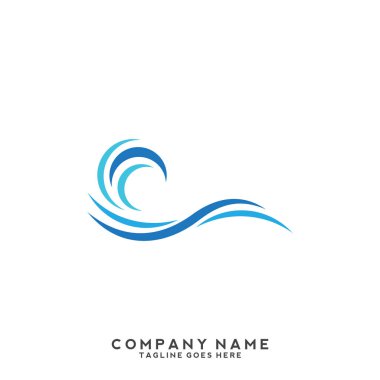 Su dalgası logo şablonu.