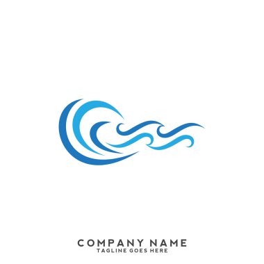 Su dalgası logo şablonu.