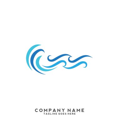 Su dalgası logo şablonu.