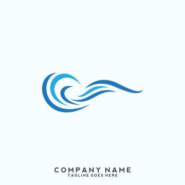 Su dalgası logo şablonu.