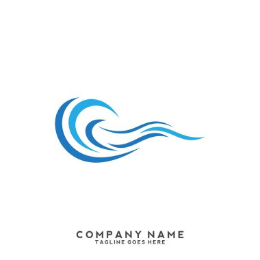 Su dalgası logo şablonu.