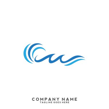 Su dalgası logo şablonu.