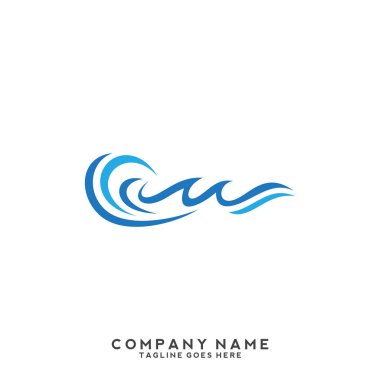 Su dalgası logo şablonu.