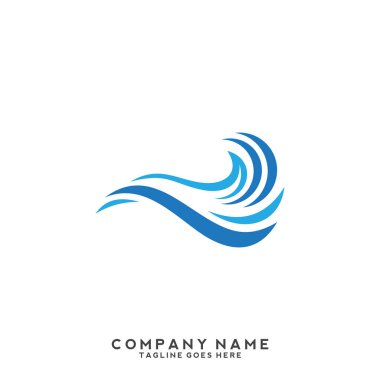 Su dalgası logo şablonu.