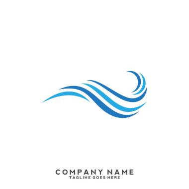 Su dalgası logo şablonu.