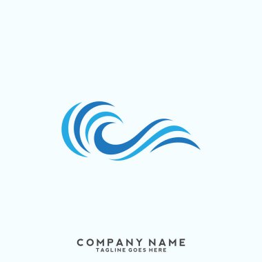 Su dalgası logo şablonu.