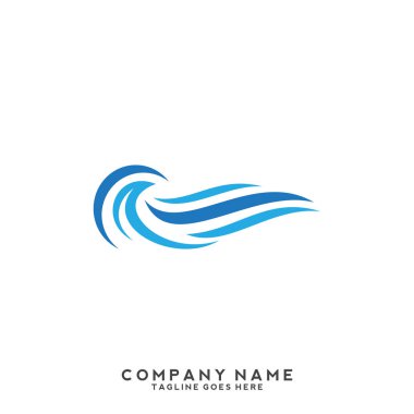 Su dalgası logo şablonu.