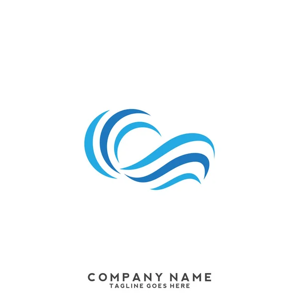 Acqua Onda Logo Template — Vettoriale Stock