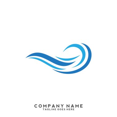 Su dalgası logo şablonu.