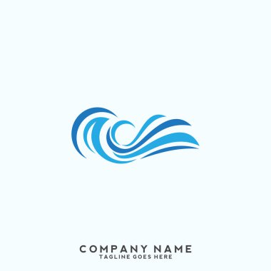 Su dalgası logo şablonu.