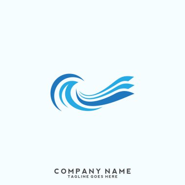 Su dalgası logo şablonu.