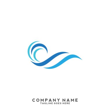 Su dalgası logo şablonu.