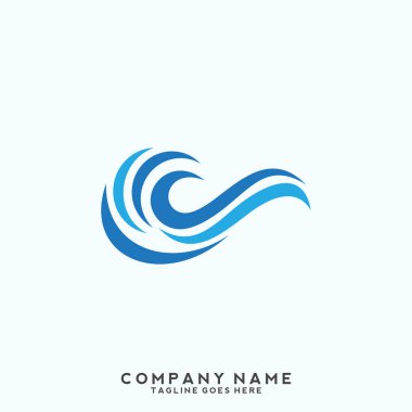 Su dalgası logo şablonu.