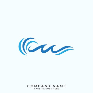 Su dalgası logo şablonu.