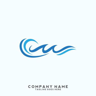 Su dalgası logo şablonu.