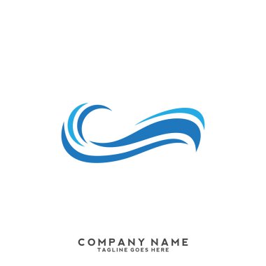 Su dalgası logo şablonu.