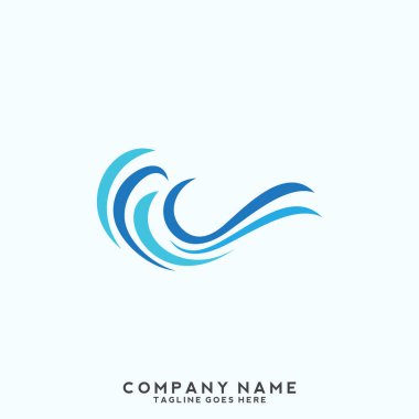 Su dalgası logo şablonu.