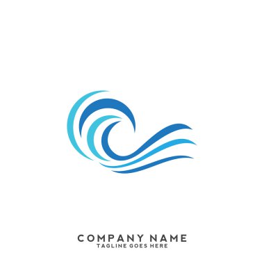 Su dalgası logo şablonu.