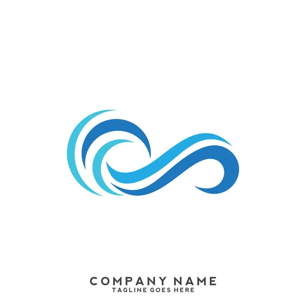 Acqua Onda Logo Template — Vettoriale Stock