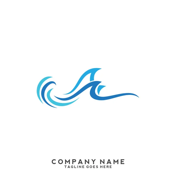 Acqua Onda Logo Template — Vettoriale Stock