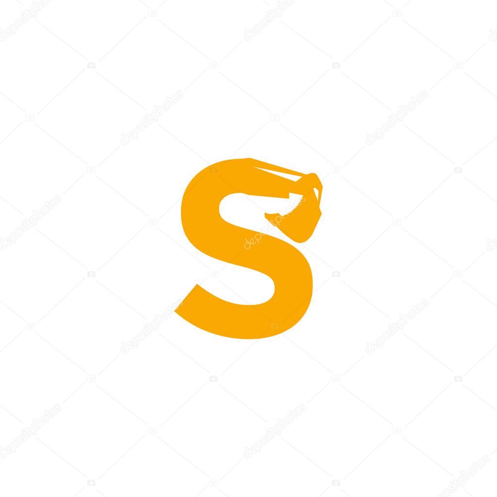 S Letter Logo Design with Excavator Creative Modern Trendy